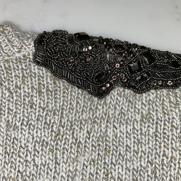 Guess Sweater with Beaded Shoulder Design & Metallic Threads-Sz M - Picture 9 of 14